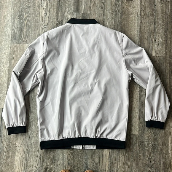 Wulful Jacket Gray White Casual Lightweight Bomber Jacket Size Large Zip Up - Picture 11 of 13
